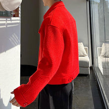 Load image into Gallery viewer, Solid Lapel Knit Cropped Jacket
