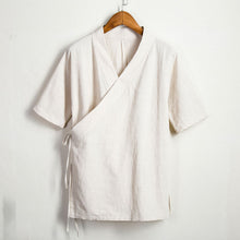 Load image into Gallery viewer, Cotton Linen Large Diagonal Short Sleeve Top
