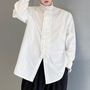 Stand Collar Lace Long Sleeve Shirt