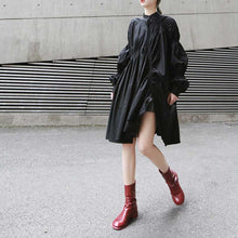 Load image into Gallery viewer, Ruched Balloon Sleeve Shirt Dress
