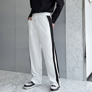 Fall Contrast Slit Casual Pants