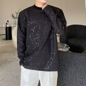 Sequin Crew Neck Long Sleeve T-Shirt