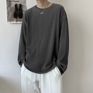 Thin Simple Solid Color Pullover Long Sleeve T-Shirt