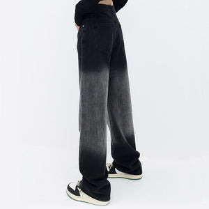 Black Gradient Straight Denim Pants