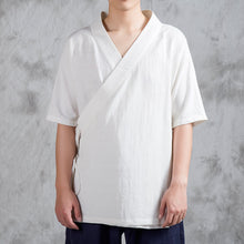 Load image into Gallery viewer, Cotton Linen Large Diagonal Short Sleeve Top
