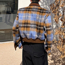 Load image into Gallery viewer, Cropped Plaid Zip Up Jacket
