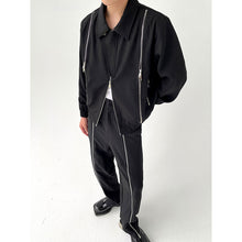 Load image into Gallery viewer, Black Multi-zip Lapel Jacket
