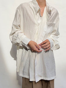 Vintage Pleated Long-sleeved Shirt