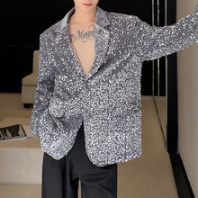 Load image into Gallery viewer, Sequined V-neck Shoulder Padded Lapel Blazer
