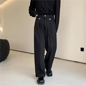 Metal Buckle Trim Casual Trousers