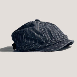 Retro Denim Striped Octagonal Hat