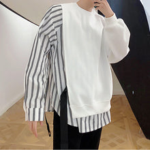 Load image into Gallery viewer, Striped Panel Long Sleeve Loose Shirt
