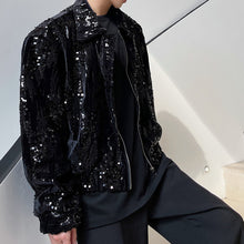 Load image into Gallery viewer, Black Sequined Cropped Jacket
