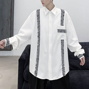 Patch Panel Loose Long Sleeve Shirt