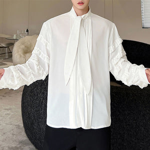 Lace Pressed Tie Long Sleeve Shirt