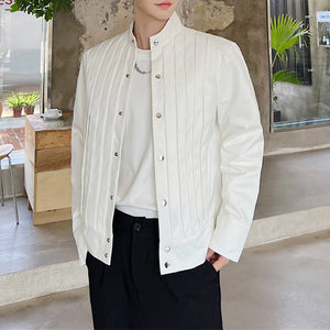 Pleated Stand Collar Jacket