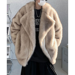 Gradient Thickened Mid Length Plush Coat