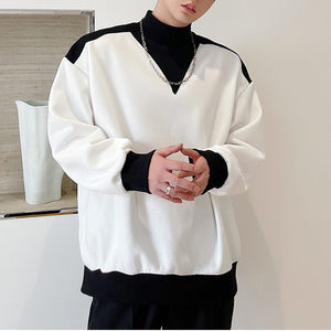 Contrasting Color Turtleneck Sweatshirt