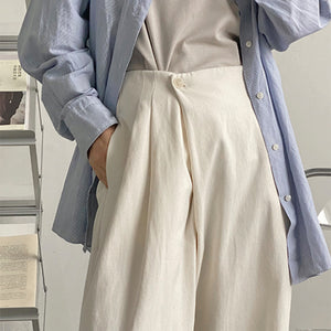 Wide Leg Asymmetric Cropped Casual Pants