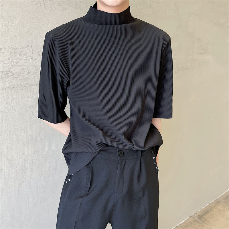 Half Turtleneck Crinkled T-Shirt