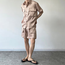 Load image into Gallery viewer, Stereo Pocket Short Sleeve Shirt Shorts Set
