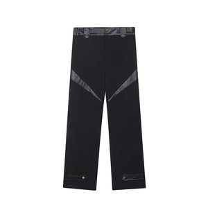 Paneled Contrast Casual Straight Pants