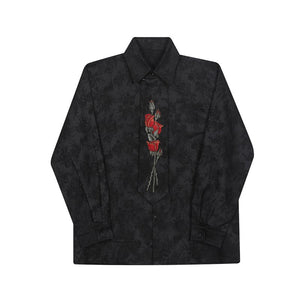 Retro Embroidery Jacquard Tie Long Sleeve Shirt