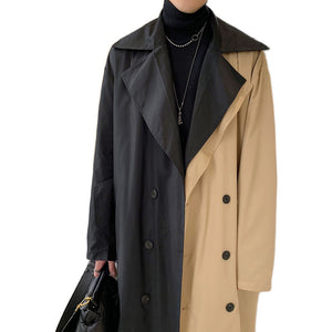 Contrast Cuban Collar Panel Trench Coat