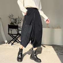 Load image into Gallery viewer, Stitching Stripe Cropped Bloomer Pants
