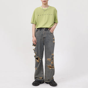 Straight Shredded Casual Jeans