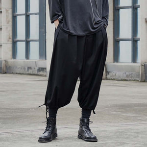 Elastic Waist Pleated Cropped Casual Pants