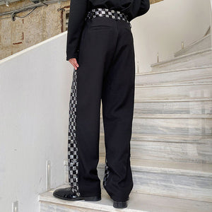 Sequin-paneled Plaid Trousers