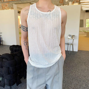 Thin Sheer Crew Neck Tank Top