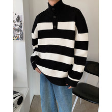 Load image into Gallery viewer, Half Turtleneck Button block Color Sweater
