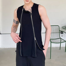 Load image into Gallery viewer, Slim Fit Deconstructed Zip Panel Tank Top
