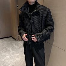 Load image into Gallery viewer, Diamond Pleated Thin Stand Collar Jacket
