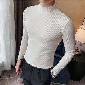 Slim Fit Striped Turtleneck T-shirt