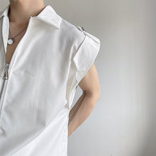 Load image into Gallery viewer, Solid Sleeveless Half Zip Lapel Tank Top
