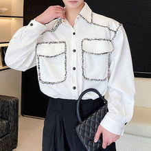 Load image into Gallery viewer, Woven Trim Casual Long Sleeve Shirt
