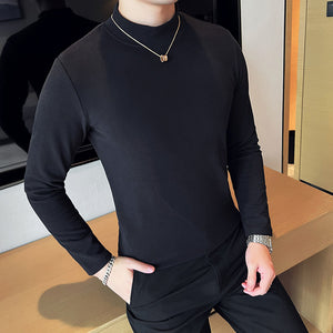 Slim Fit British Half Turtleneck Long Sleeve T-Shirt