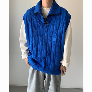 Winter Vintage Zip Turtleneck Knit Vest