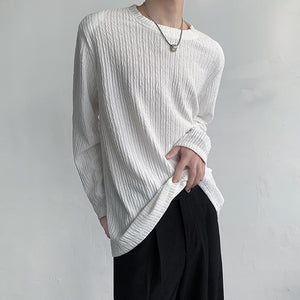 Textured Shoulder Pad Long Sleeve T-Shirt