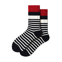 Load image into Gallery viewer, Classic Black Red White Striped Socks
