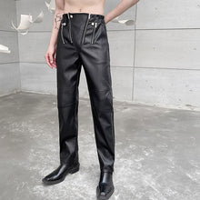 Load image into Gallery viewer, Zipper Slim Fit PU Leather Trousers
