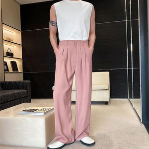 Solid Color Straight Drape Casual Pants