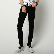 Load image into Gallery viewer, Thin Knee Ripped Black Slim Jeans
