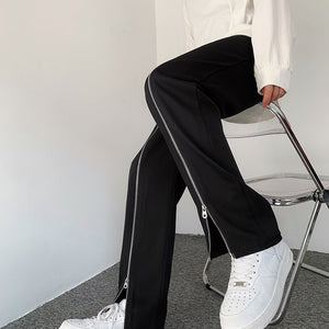 Zip Slit Straight Trousers