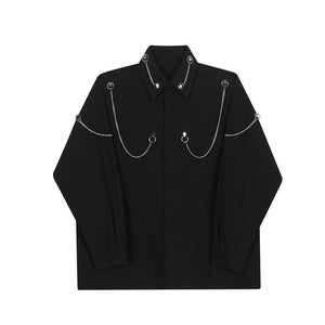 Metal Chain Trim Long Sleeve Shirt