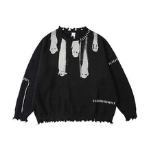 Load image into Gallery viewer, Printed Crew Neck Fringe Knit Sweater
