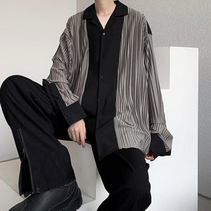 Simple Stitching Stripe Long Sleeve Shirt